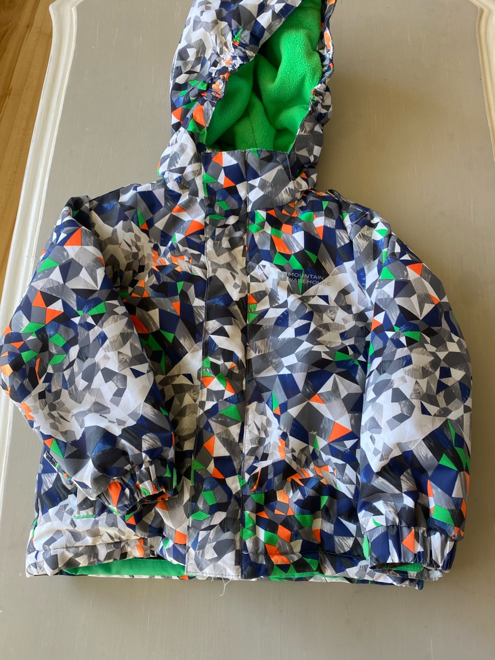 Mountain Peak Kids' Geometric Puffer Jacket - Green Lining